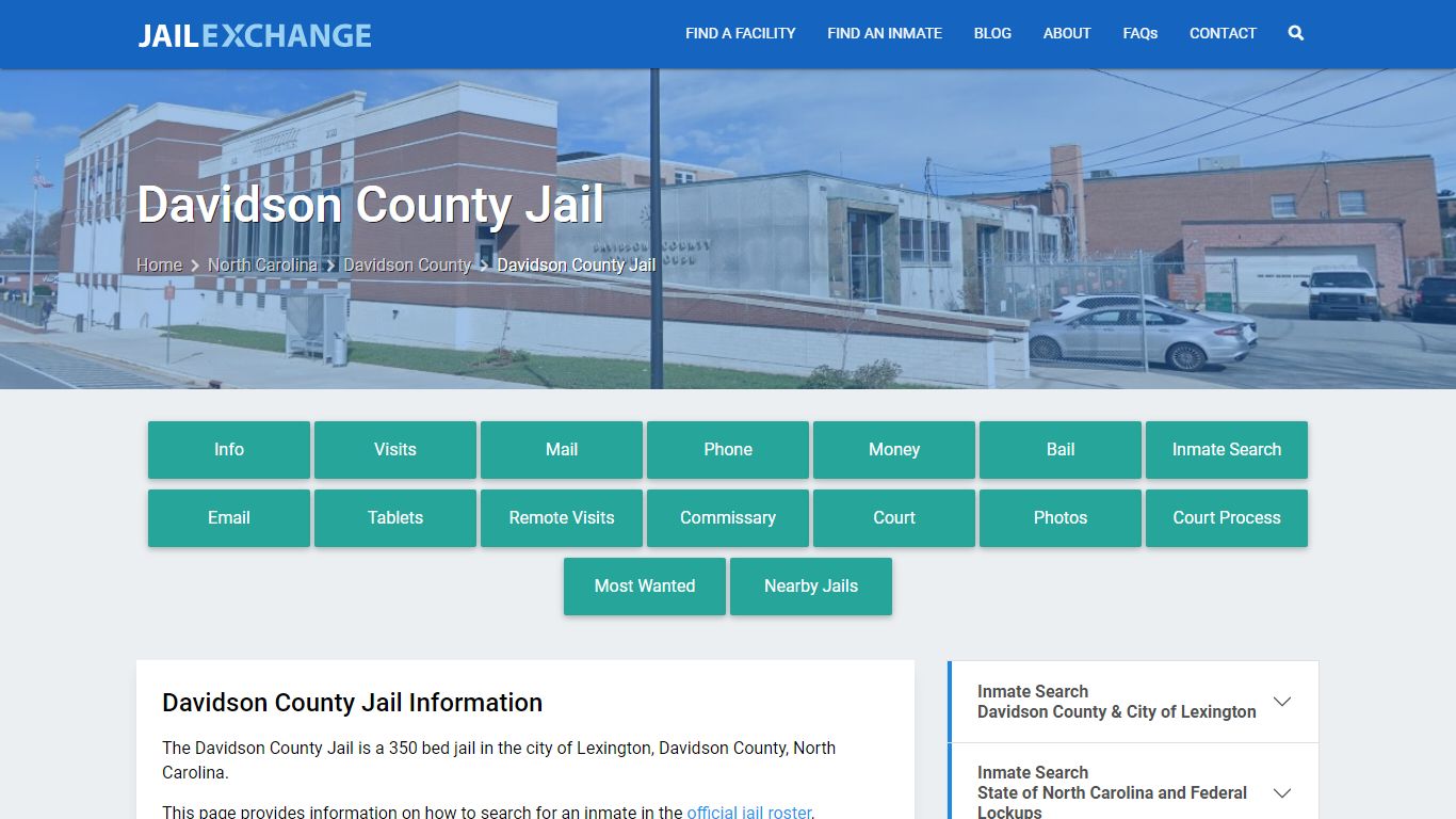 Davidson County Jail, NC Inmate Search, Information